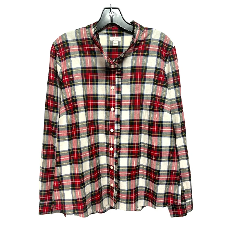 Savings Alert Top Long Sleeve By J. Crew In Plaid Pattern, Size: Xl