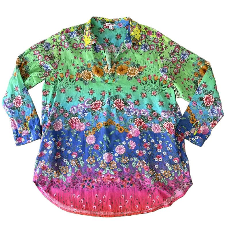 Super Sale Top Long Sleeve By Johnny Was In Floral Print, Size: L