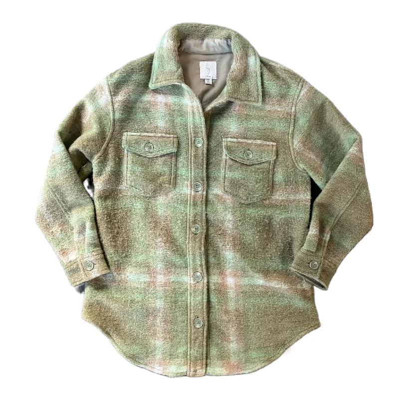 Limited Time Offer Top Long Sleeve By Joie In Green & Tan, Size: S