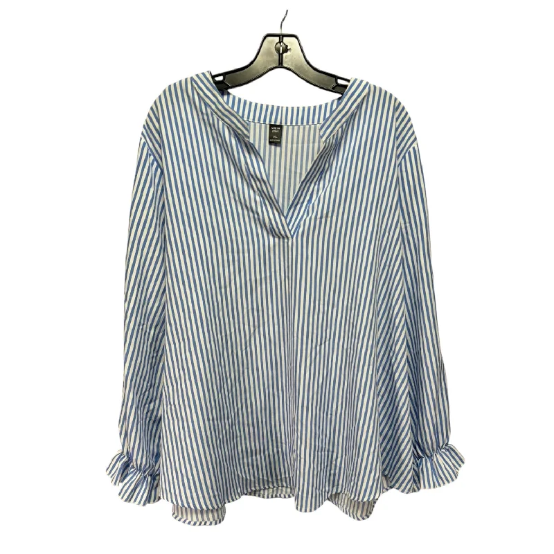 Exclusive Offers Top Long Sleeve By Shein In Striped Pattern, Size: 3x