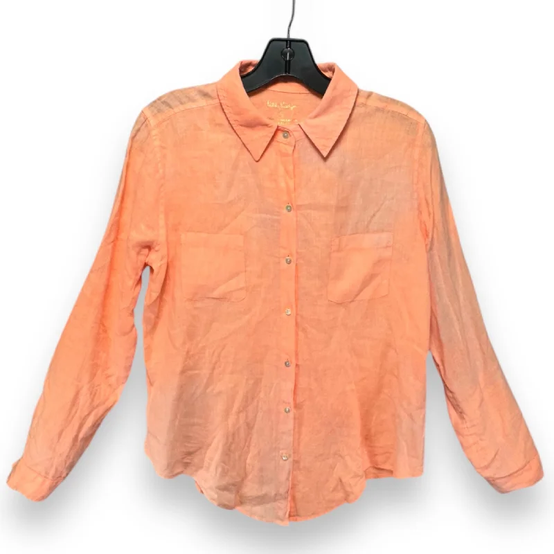 Friends and Family Sale Top Long Sleeve Designer By Lilly Pulitzer In Peach, Size: S