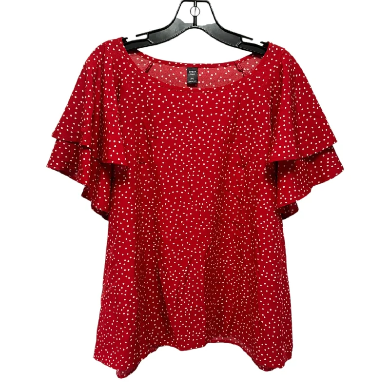 Flash Deals Top Short Sleeve By Shein In Polkadot Pattern, Size: 3x