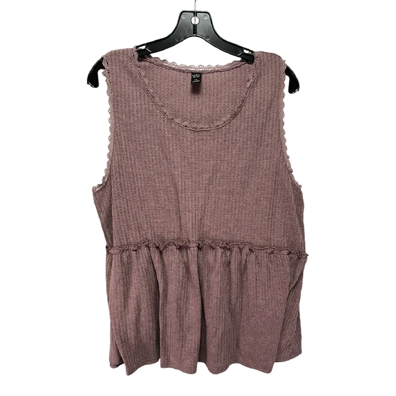 Weekend Deal Top Sleeveless By Emery Rose In Mauve, Size: 3x