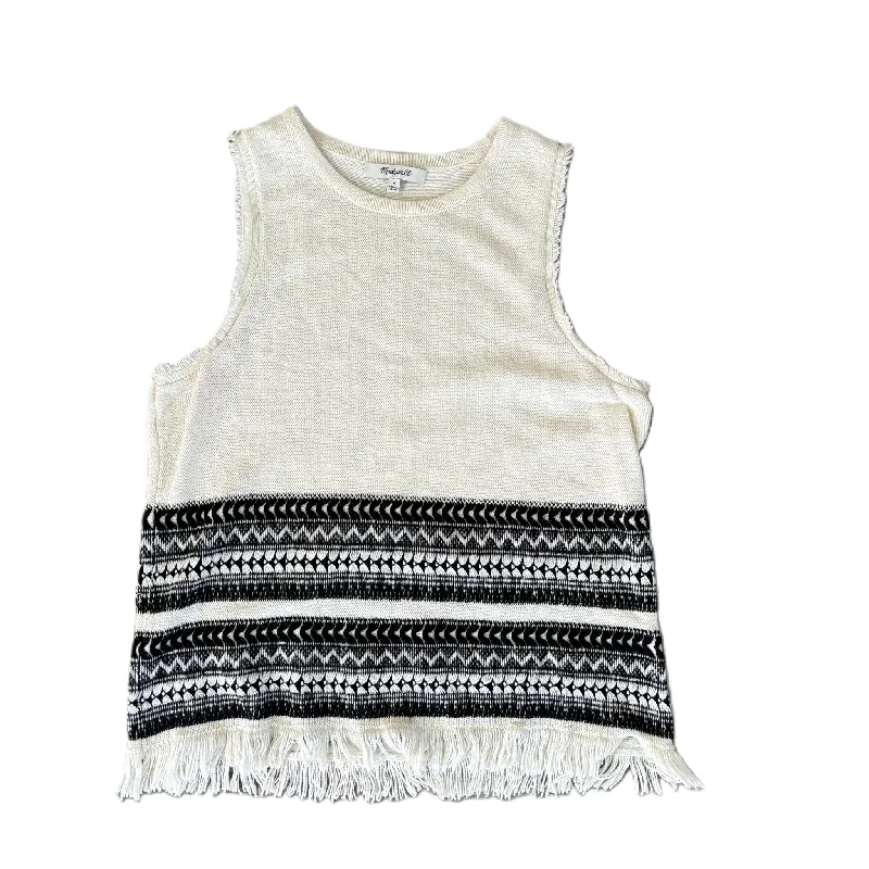 Super Bargain Top Sleeveless By Madewell In Black & White, Size: S