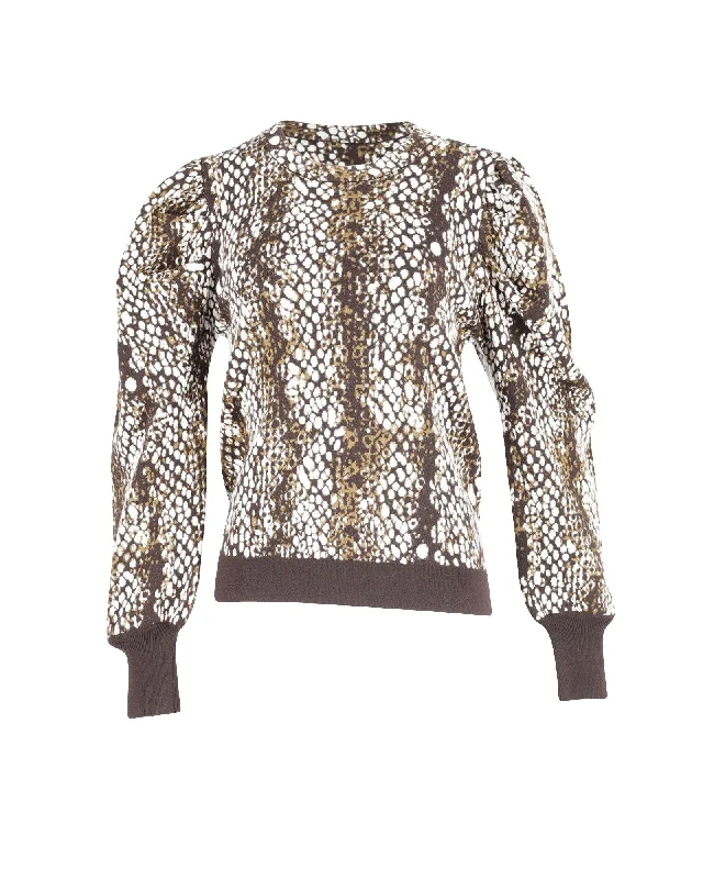 Massive Deals Ulla Johnson Gemma Gathered Jacquard-Knit Sweater in Multicolor Wool