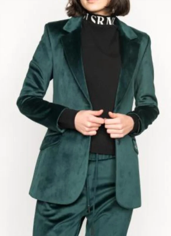 Today Only Velvet Blazer In Pine Green