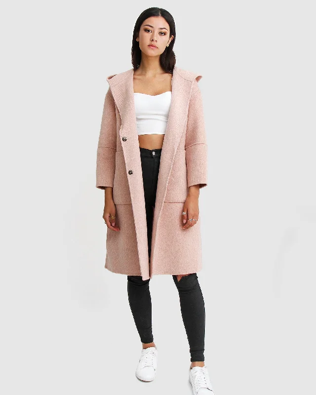 Discount Mania Walk This Way Wool Blend Oversized Coat - Blush Pink