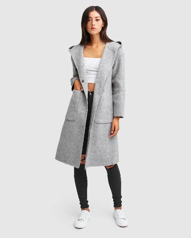 Deep Discounts Walk This Way Wool Blend Oversized Coat - Grey