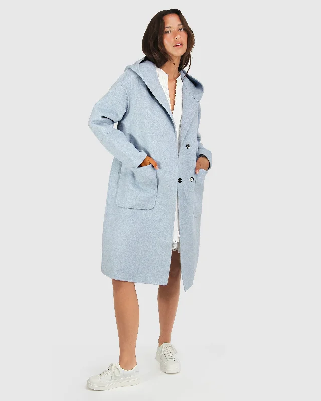 Sale Event Walk This Way Wool Blend Oversized Coat - Light Blue