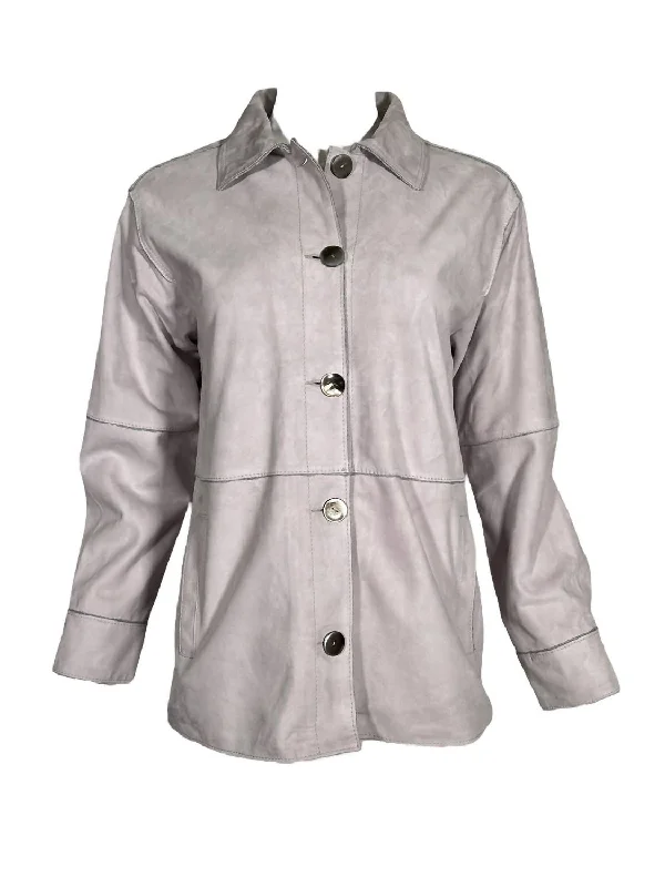 Super Deal Women Suede Shirt Jacket In Wisteria