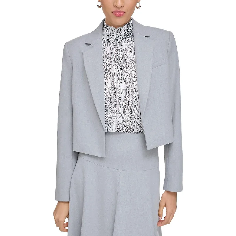 Final Sale Womens Cropped Heathered Open-Front Blazer