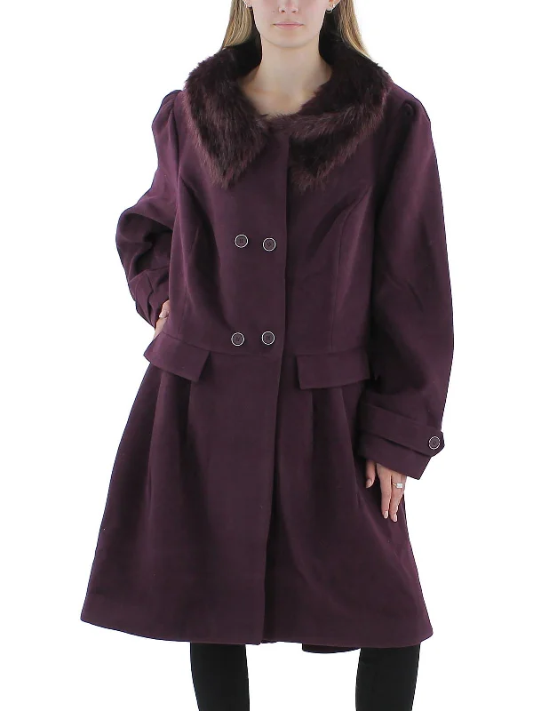 Flash Deals Womens Faux Fur Trim Long Parka Coat