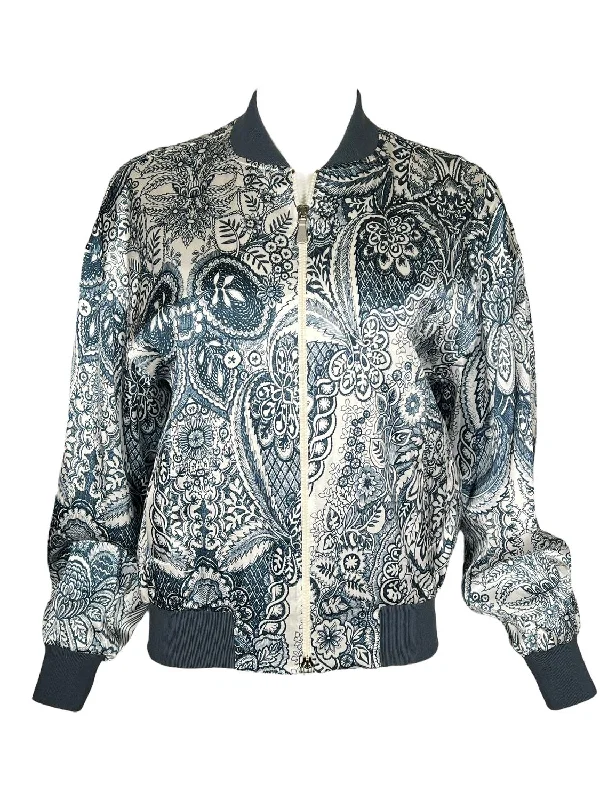Special Discount Women's Jacquard Bomber Jacket In Blue