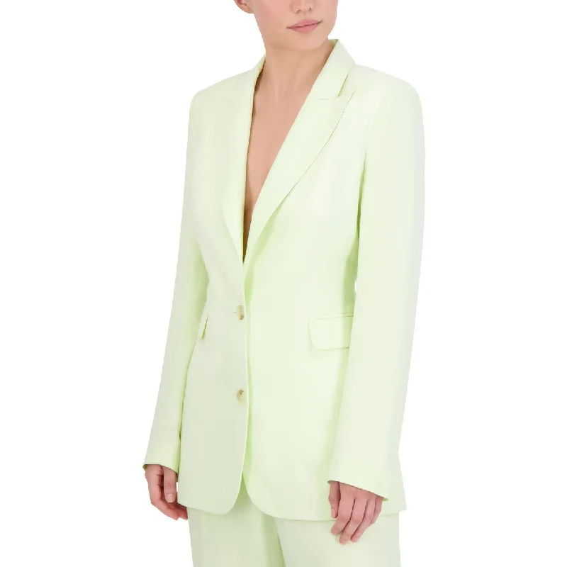 Exclusive Savings Womens Linen Notch Collar Two-Button Blazer