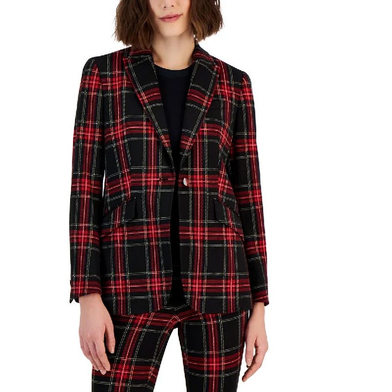 Buy Now Womens Plaid Suit Separate One-Button Blazer