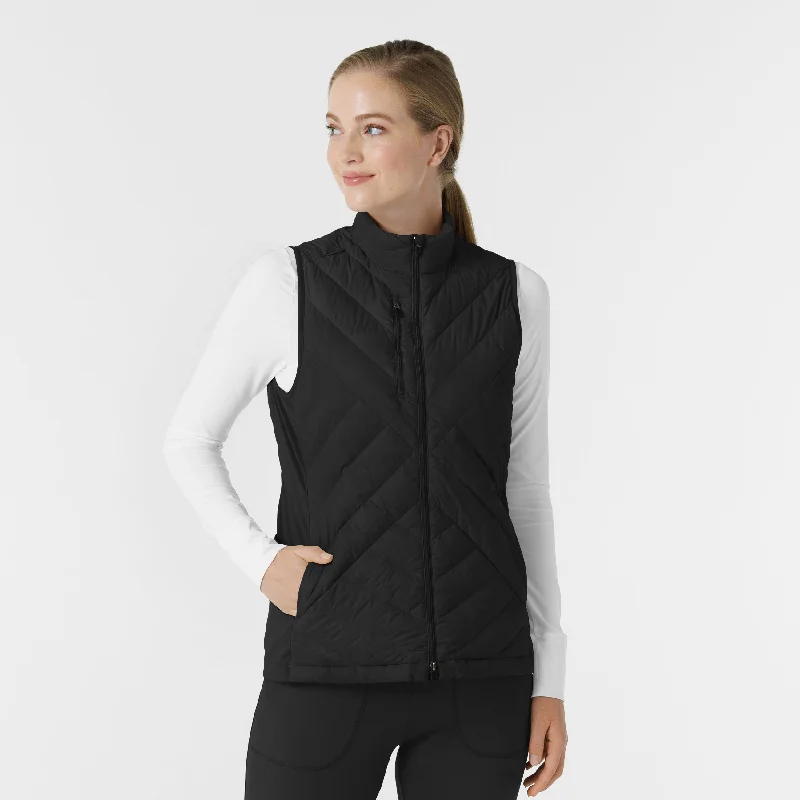Price Drop Women's Quilted Scrub Vest - Black