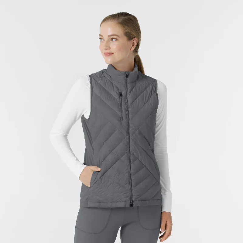 Buy Now Women's Quilted Scrub Vest - Pewter