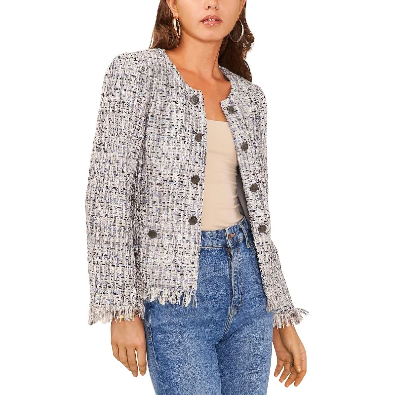 Incredible Offers Womens Tweed Fringe Double-Breasted Blazer
