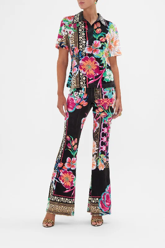 Anniversary Sale SHORT SLEEVE COLLARED TOP PRINTED PRIMA VERA