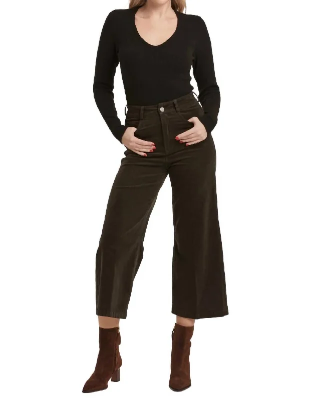 Deal of the Day Audrey Corduroy Wide Leg Pant In Forest Pine