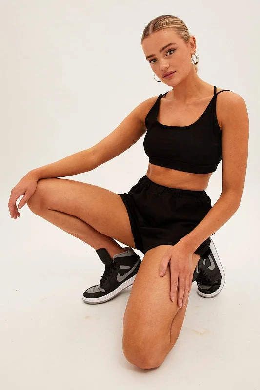 Early Access Black Crop Top Loungewear Set