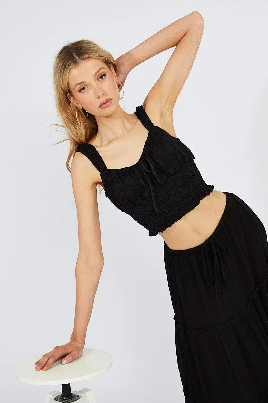 Price Reduction Black Lace Top Crop Sleeveless