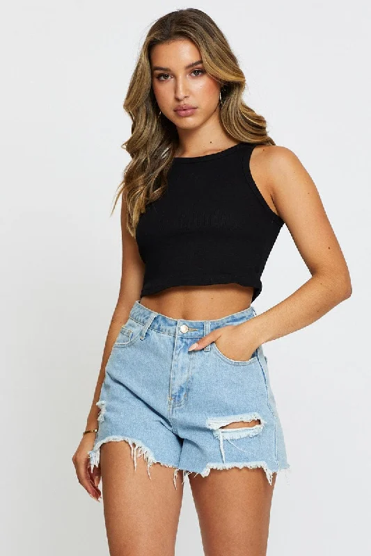 Special Price Black Tank Top Sleeveless Crew Neck