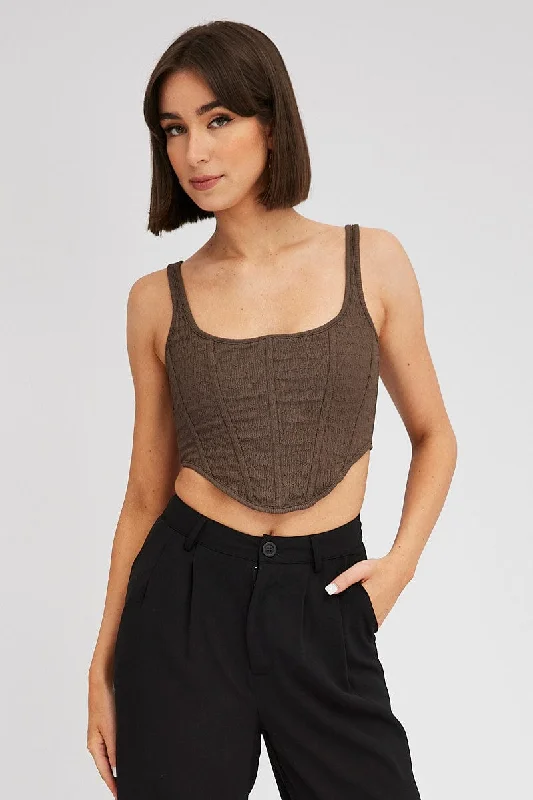 Deal Dash Brown Corset Top Texture