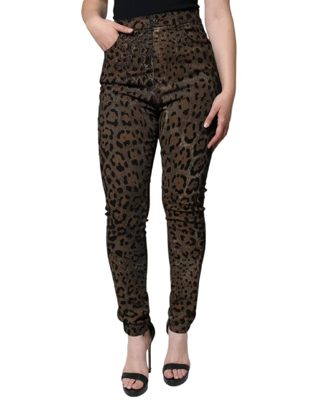 Steals and Deals Dolce & Gabbana  Leopard Cotton Skinny blue Women's Jeans