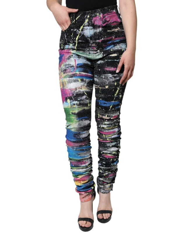 Stock Clearance Dolce & Gabbana multi Splatter Paint Cotton Skinny blue Women's Jeans