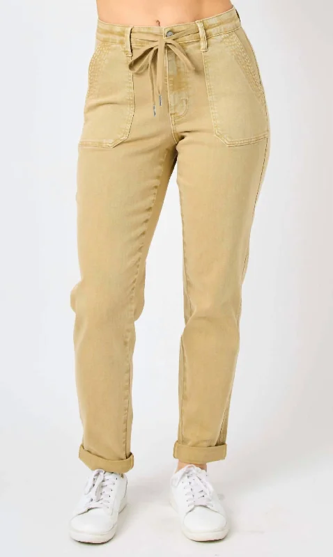 Act Now Double Cuff Joggers In Khaki