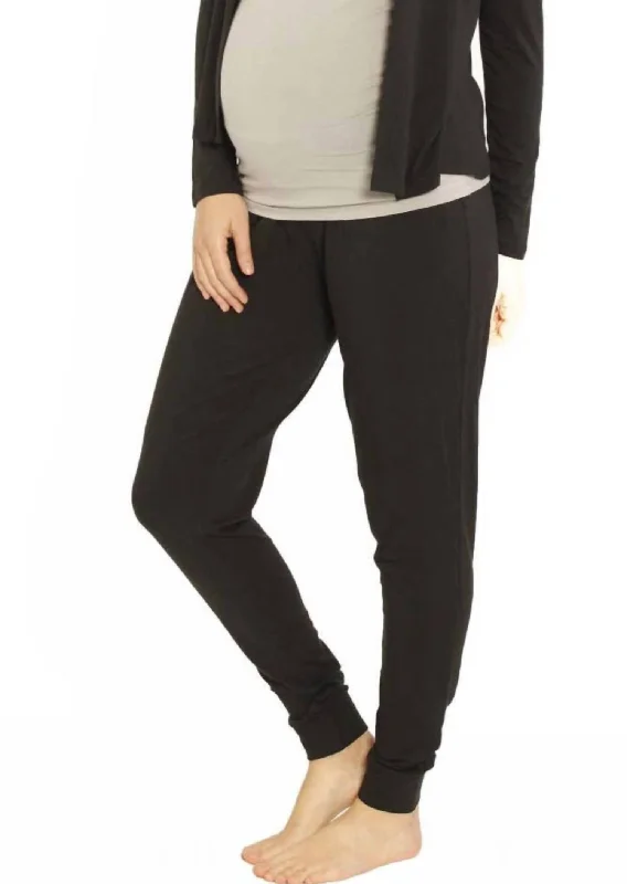 Deal Mania Ella Cuffed Maternity Lounge Pants In Black
