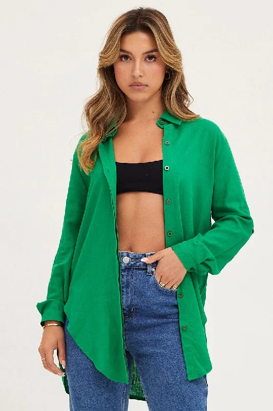Warehouse Sale Green Shirt Top Long Sleeve