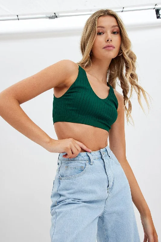 Price Cut Green Tank Top V Neck Seamless