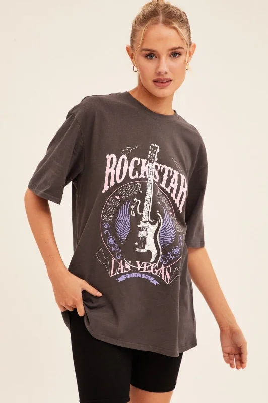 Weekend Flash Sale Grey T Shirt Short Sleeve Crew Neck