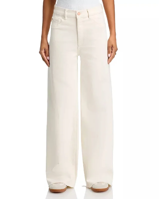 Quick Sale Hepburn Wide Leg High Rise Vintage Jeans In Eggshell