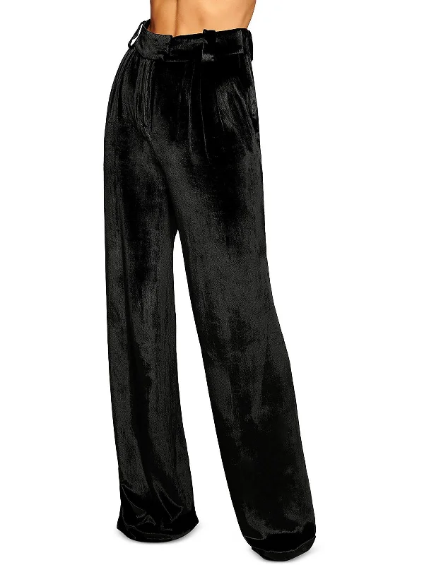 Markdowns Marceline Womens Velvet High Rise Wide Leg Pants