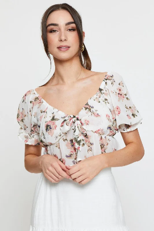 Price Fest Print Crop Top Short Sleeve