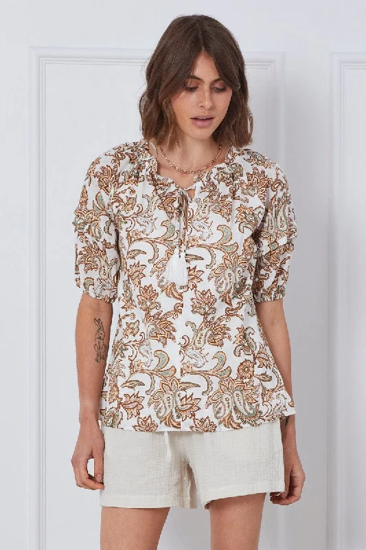 Price Drop Print Top Short Sleeve Oversized
