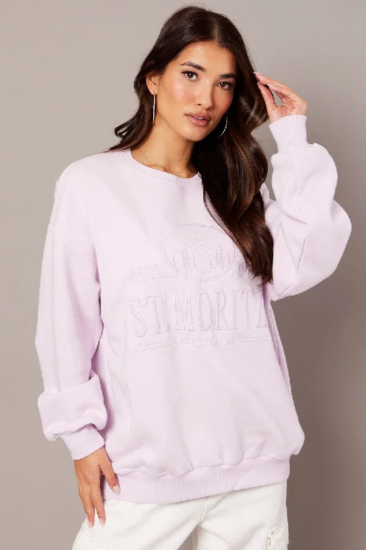 Bargain Bin Purple Graphic Sweater Long Sleeve