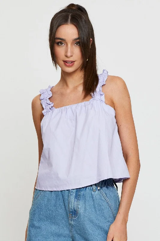 Super Deal Purple Square Neck Crop Top
