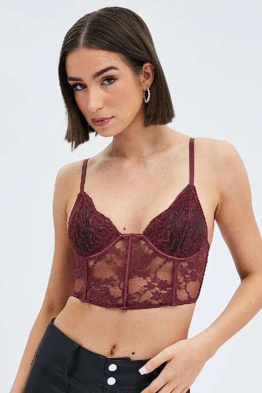 Discount Deals Red Cami Crop Top Bodycon Sweetheart Neckline Lace