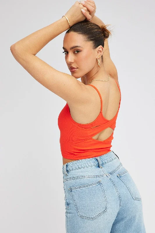 Take Advantage Red Singlet Top Round Neck Seamless