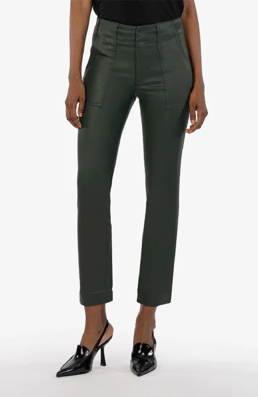 Reese Coated Ankle Straight Jeans In Forest