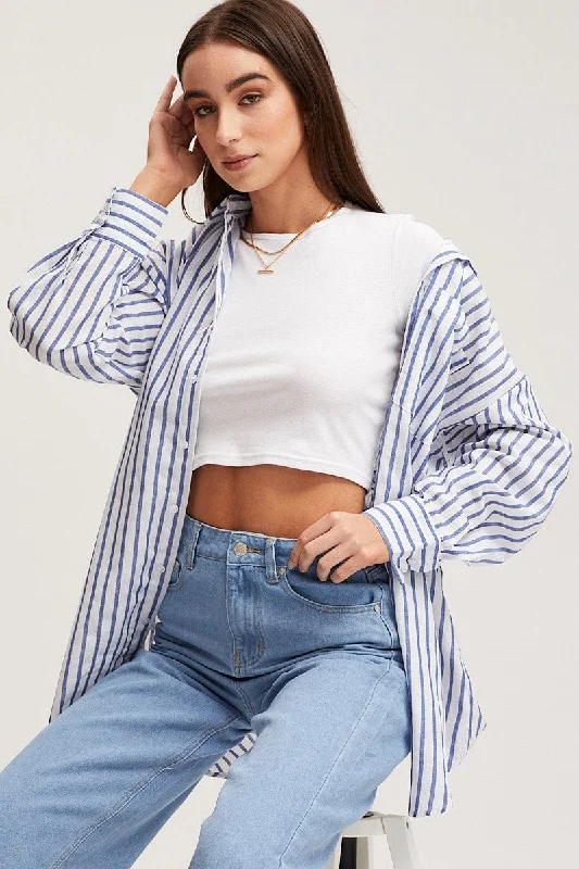 Seasonal Clearance Stripe Night Shirt Relaxed