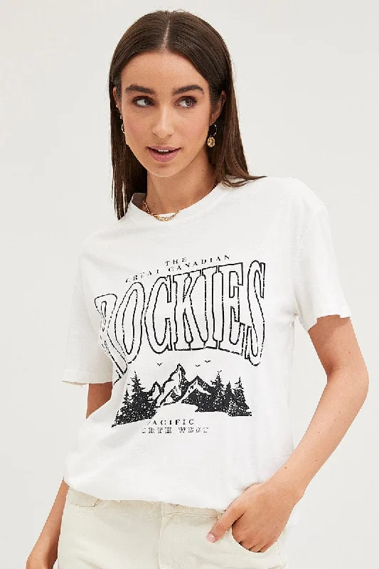 Anniversary Sale White Graphic T Shirt Short Sleeve