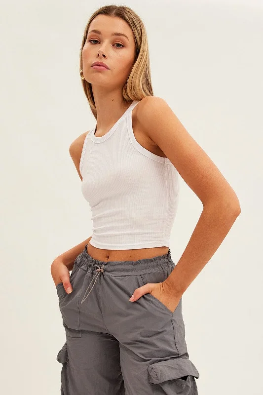 Unmissable Offer White Racer Back Tank