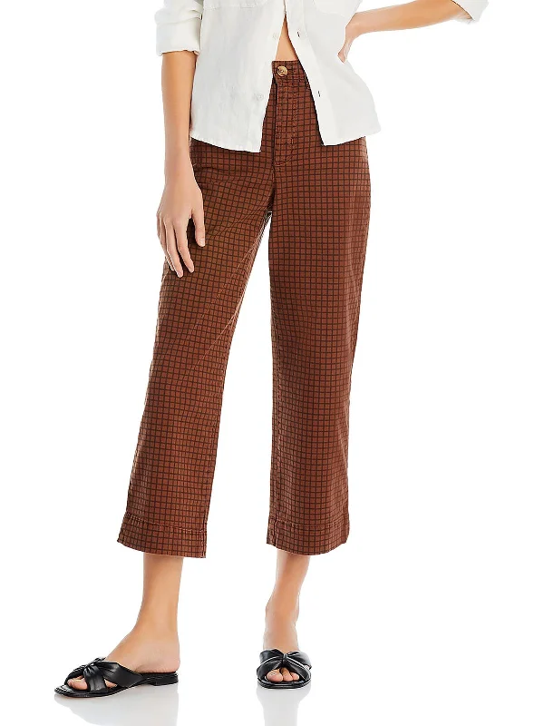 Deal Explosion Womens High Rise Cropped Wide Leg Pants
