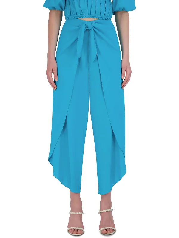 Today's Special Womens High Rise Tie Waist Wide Leg Pants