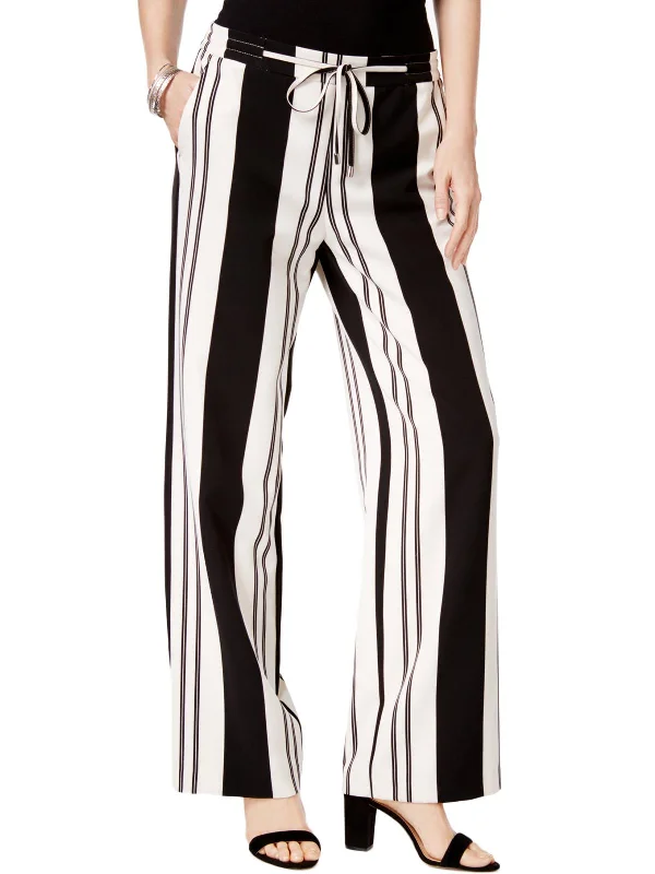 Online Only Womens Striped Tie Front Wide Leg Pants